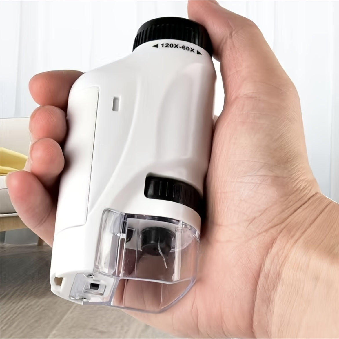 Pocket Microscope with LED Light (120x Zoom), Educational STEM Toy for kids, Mini Microscope for Science Lab
